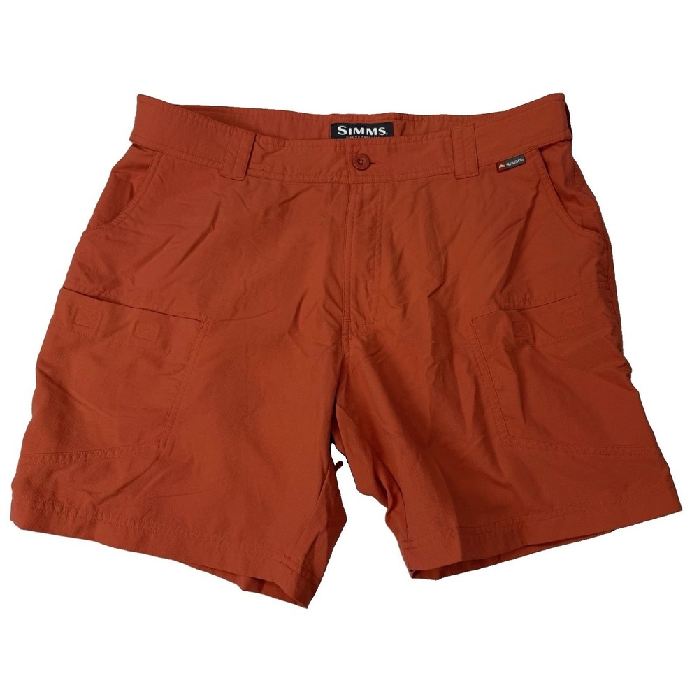 Simms Mens 7" Spiced Coral High Water Cargo Fishing Shorts Size XL
